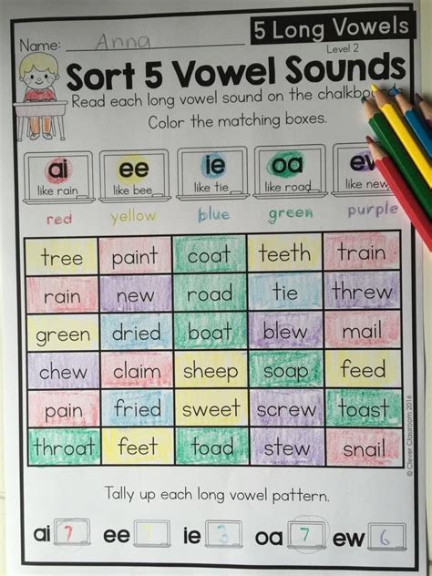 Long Vowels For Kindergarten