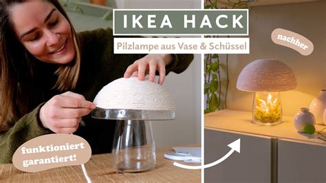 Ikea Hack Lampe DIY Pilzlampe in natürlichem Stil funktioniert