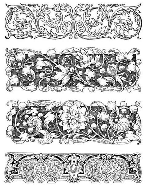 An Old Fashioned Ornamental Design With Flowers And Leaves On The Sides