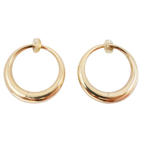 Jaguar 14k Yellow Gold Hoop Earrings For Sale At 1stdibs