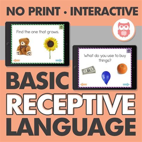 No Print Basic Receptive Language For Speech Therapy Receptive