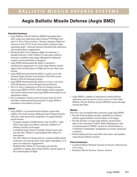 Aegis Ballistic Missile Defense (Aegis BMD)