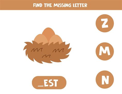 Find Missing Letter With Cartoon Nest Spelling Worksheet 6794073