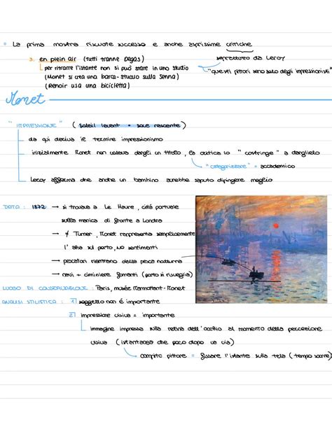 Appunti Di Storia Dellarte Su Realismo Impressionismo E Post