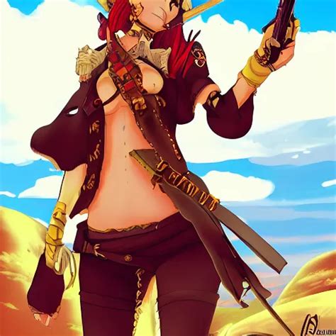 A Female Pirate Captain In The Desert Anime Art Stable Diffusion