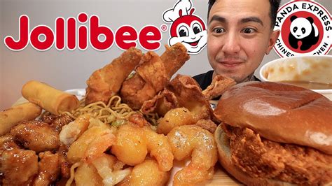 MUKBANG EATING JOLLIBEE CHICKEN BURGER CRISPY FRIED CHICKEN PANDA