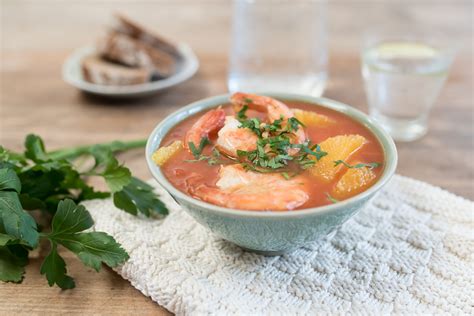 Keine Zeit Zum Mittagessen Tomaten Orangen Suppe Mit Garnelen