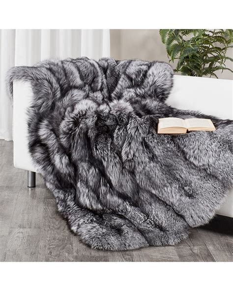 Full Pelt Silver Fox Fur Blanket For Luxurious Home Decor At Fursource