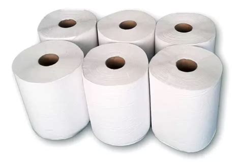 Kit 6 Rolos Papel Toalha Bobina Branco 20cm X 200m Parcelamento Sem Juros