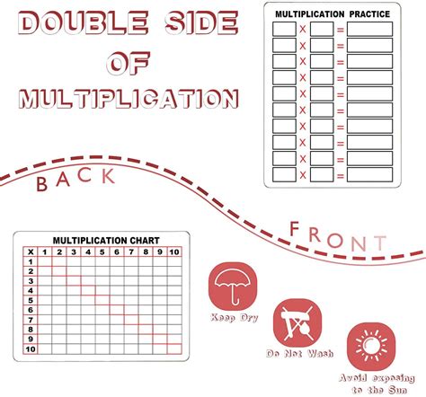 Dry Erase Multiplication Chart White Board 9 X 12 Double Side Table