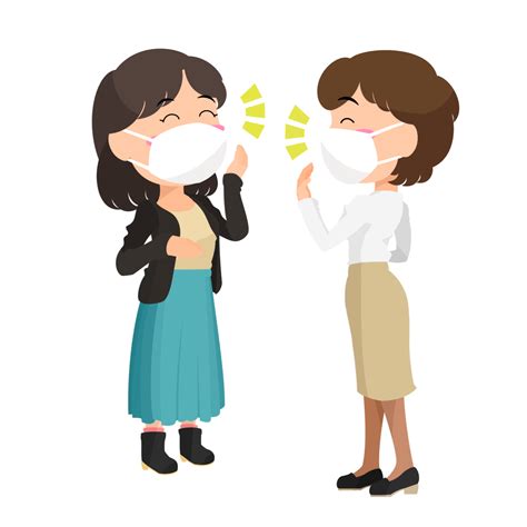 マスク姿で会話をする女性のイラスト イラストメメ