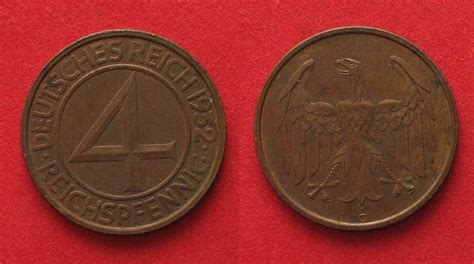 Deutschland Weimarer Republik WEIMARER REPUBLIK 4 Pfennig 1932 G