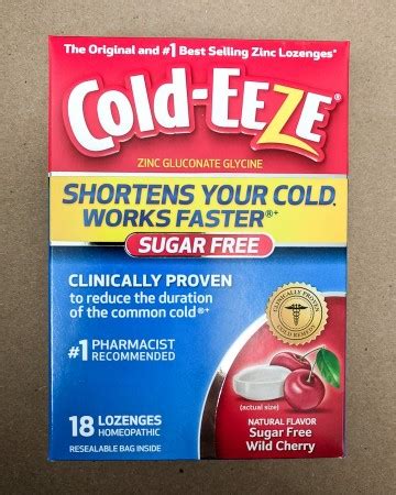 Cold Eeze Homeopathic Zinc Sugar Free Wild Cherry 18 Lozenges