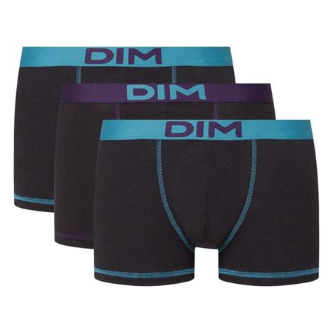 DIM 3 Boxers Homme MIX AND COLORS Noir Ceint Vert Viride Violet