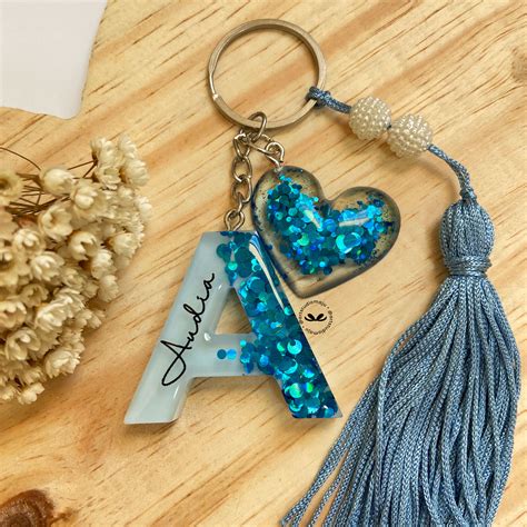 Chaveiro Personalizado Inicial Nome Tassel Perola Pingente