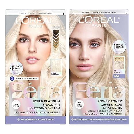Amazon L Or Al Paris Feria Hyper Platinum Bleach Anti Brass Ice Blonde Toner Kit