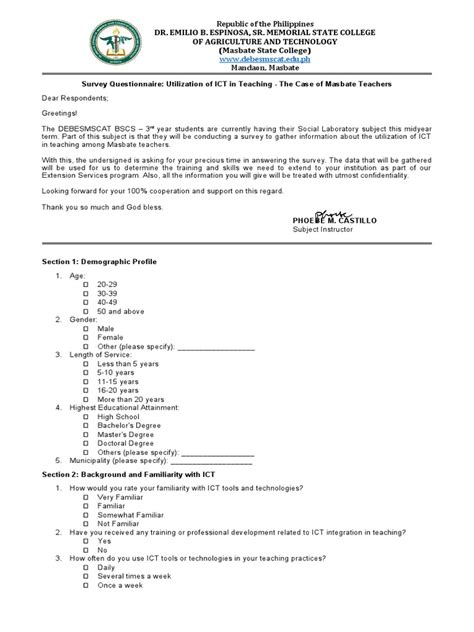 Survey Questionnaire Social Lab Pdf Educational Technology