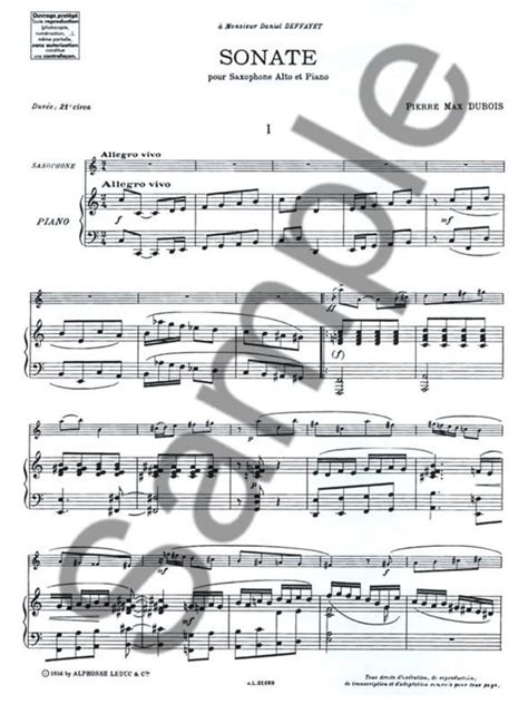 Sonate Von Pierre Max Dubois Altsaxophon Noten Online Kaufen