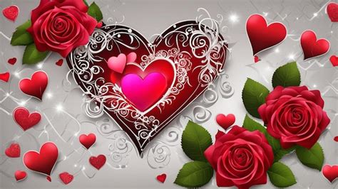 Premium Photo Happy Valentine Day Wallpaper With Red Roses And Heart