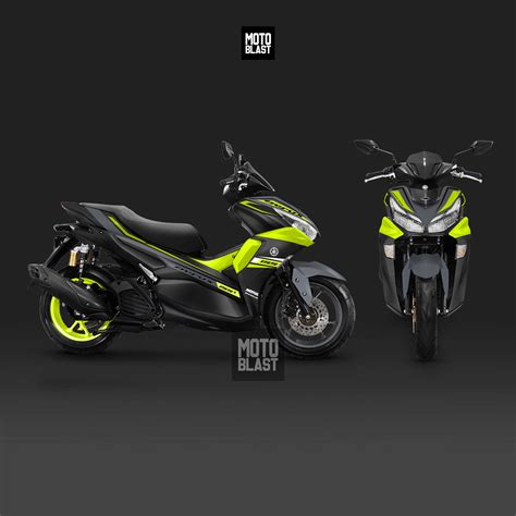 Modifikasi Striping Yamaha New Aerox Black Strip Greenlime Motoblast