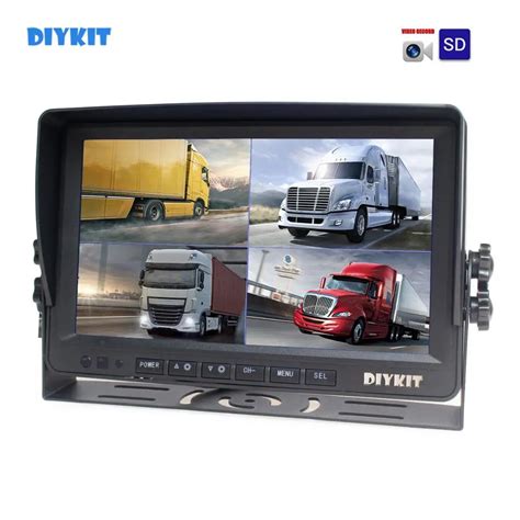 DIYKIT 4PIN 9inch AHD IPS 4 Split Quad LCD Screen Car Rear View Monitor