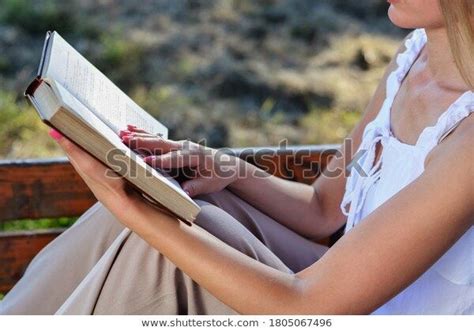 Girl Hands Holding Open Book Reading Stock Photo Edit Now