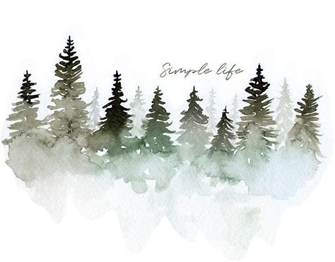 Watercolor forest watercolor mountains watercolor pine trees forest ...