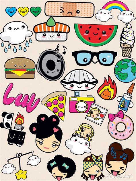 An Assortment Of Cartoon Stickers On A White Background