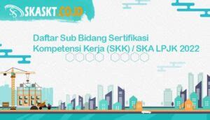 Daftar Kode Sub Bidang Ska Skk Lpjk Pupr Terbaru Jasa