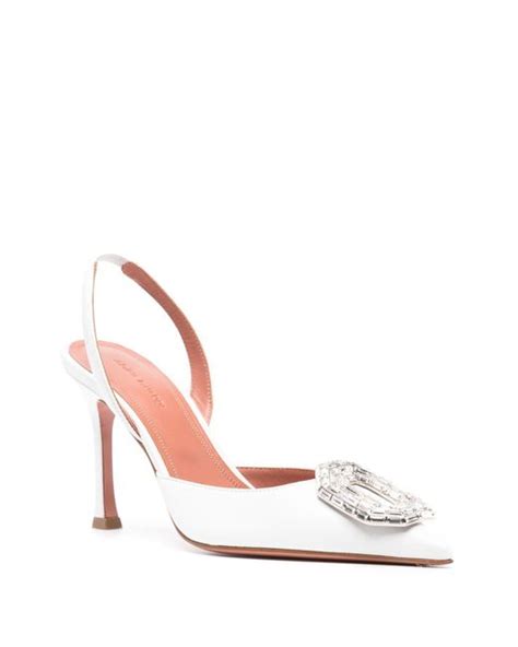 Amina Muaddi Camelia Crystal Slingback Pumps In White Lyst