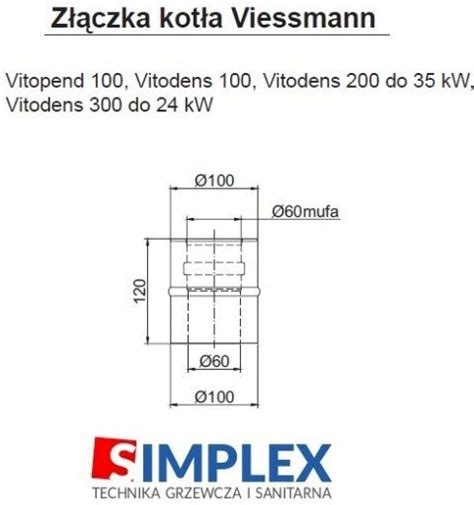 System kominkowy Jeremias adapter Viessmann 60 100 złączka do kotła