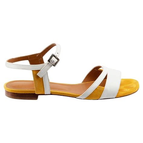 White Leather Flat Strappy Sandals Size It 395 For Sale At 1stdibs