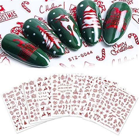 Bl Tter Nagelsticker Weihnachten Nagelsticker Selbstklebend Glitzer