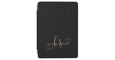 Modern Black Gold Feminine Script Monogrammed Ipad Air Cover Zazzle