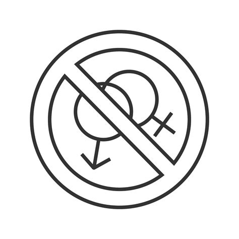 Prohibition Circle With Male And Female Signs Linear Icon Thin Line Illustration No Sex