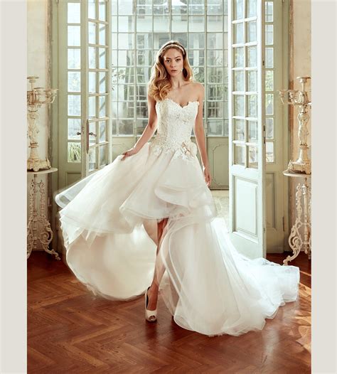 Discount Nicole High Low Wedding Dresses With Detachable Train