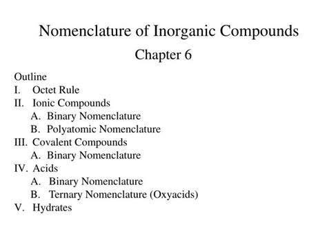 Ch 6 Nomenclature Of Inorganic Compounds