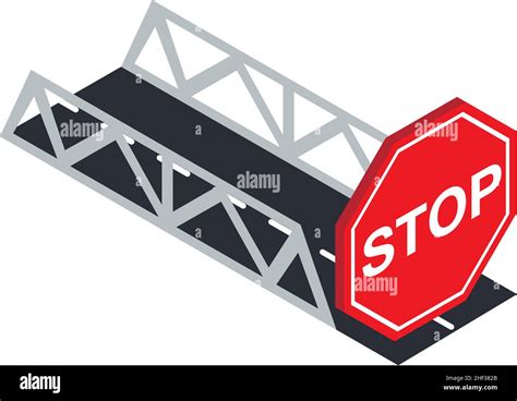 Symbole D Arr T Vecteur Isom Trique Pont Routier Et Panneau De Route