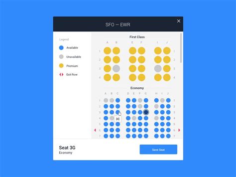 Flight Seat Selection App Ui Design Ui Design Website Template