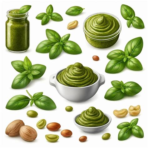 Premium Vector Pesto Vector Set White Background Isolated