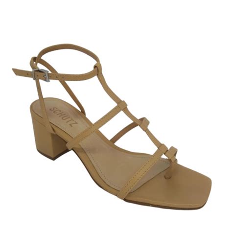 Sandália Schutz Salto Bloco Tiras Nude S Modatto Shoe Store