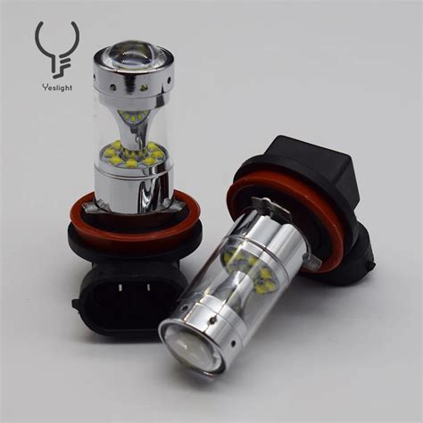 Pcs Set White H High Power H Led Projector Bulb For Car Driving Fog