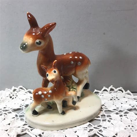 SALE Royal Japan Ceramic Deer Doe Fawn Figurine White Spotted Etsy