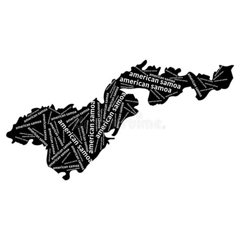 American Samoa Map And Name Isolated White Background Stock