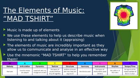 Musical Elements Revision Madtshirt Teaching Resources