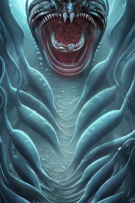 Prompthunt Underwater Xenomorph Alien Mixed With Sharks Extra Teeth