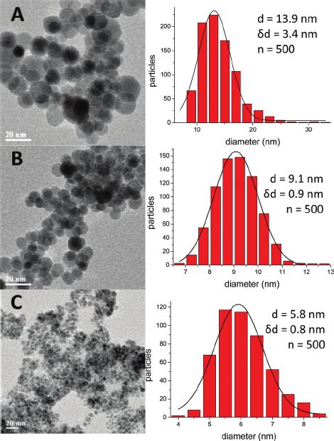 Tem Images And Particle Size Distributions Of Iron Oxide Nanoparticles