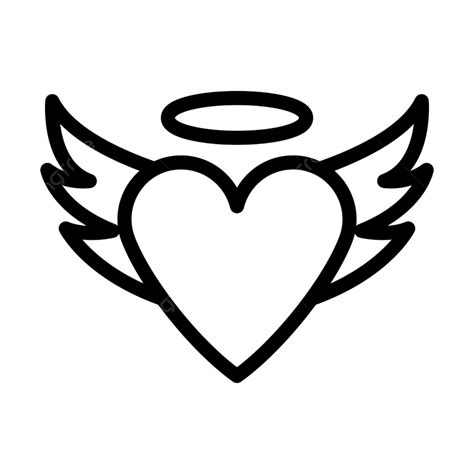 Halo Wings Vector PNG Images, Valentine Heart With Wings And Halo Icon ...