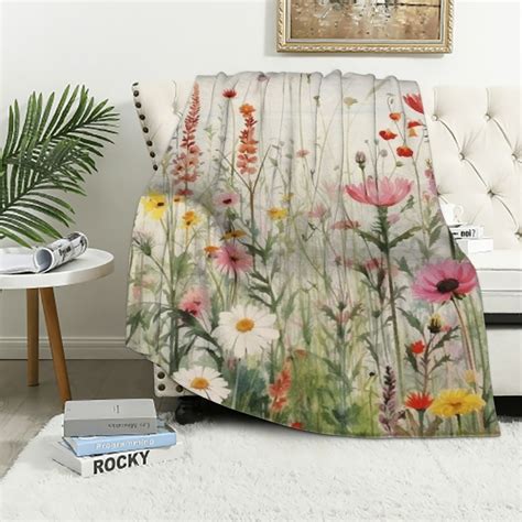 Comio Wildflowers Floral Botanical Super Soft Flannel Blanket