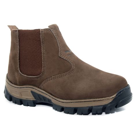 Bota Botina Masculina Couro Elastico Aberto Sola Adventure Valent